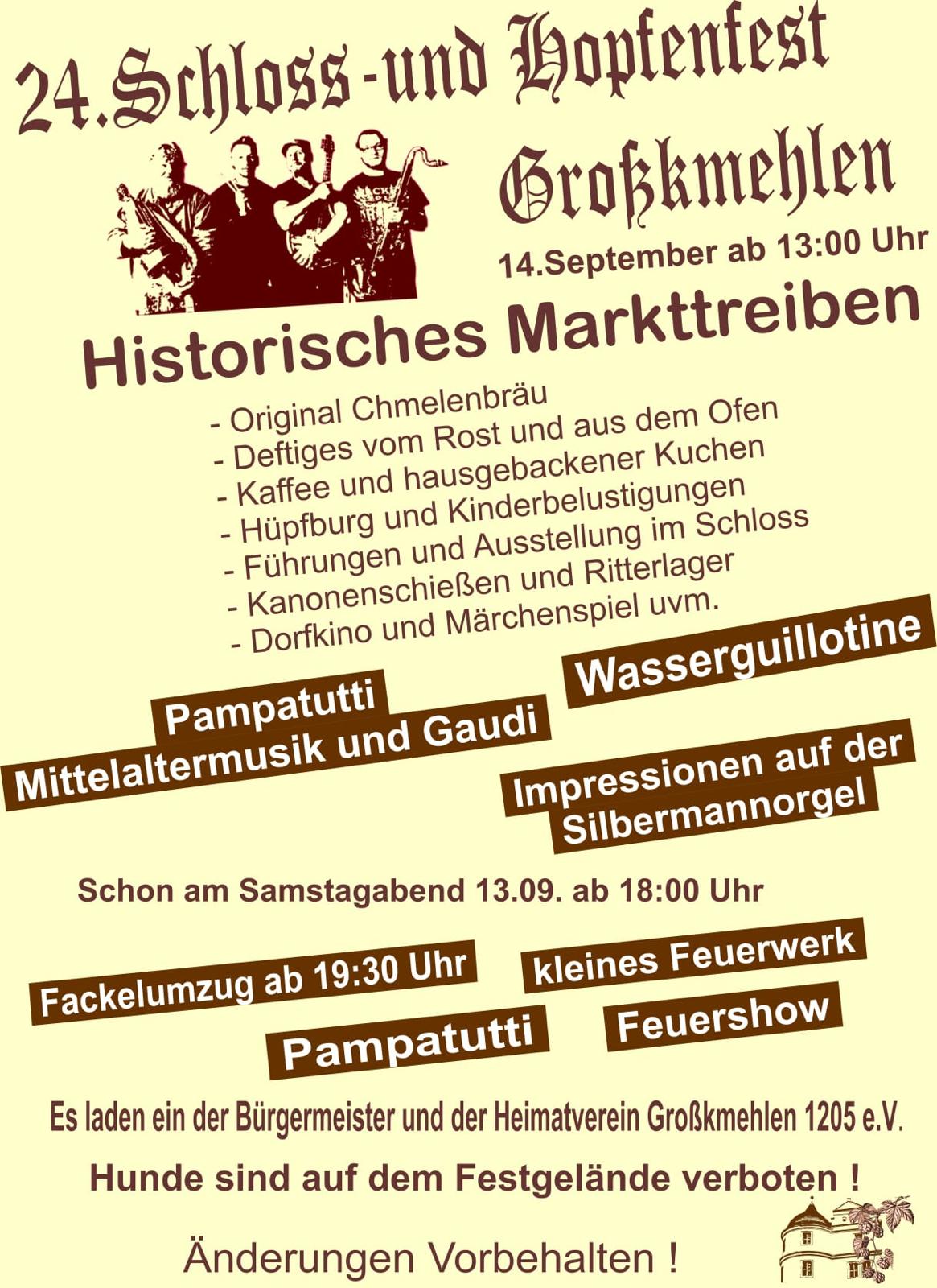 Plakat Großkmehlen Schloss und Hopfenfest